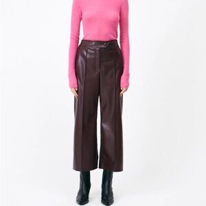 Suncoo Joy Vegan Leather Cropper Pant in Prune Maroon size 1 small Garmentory